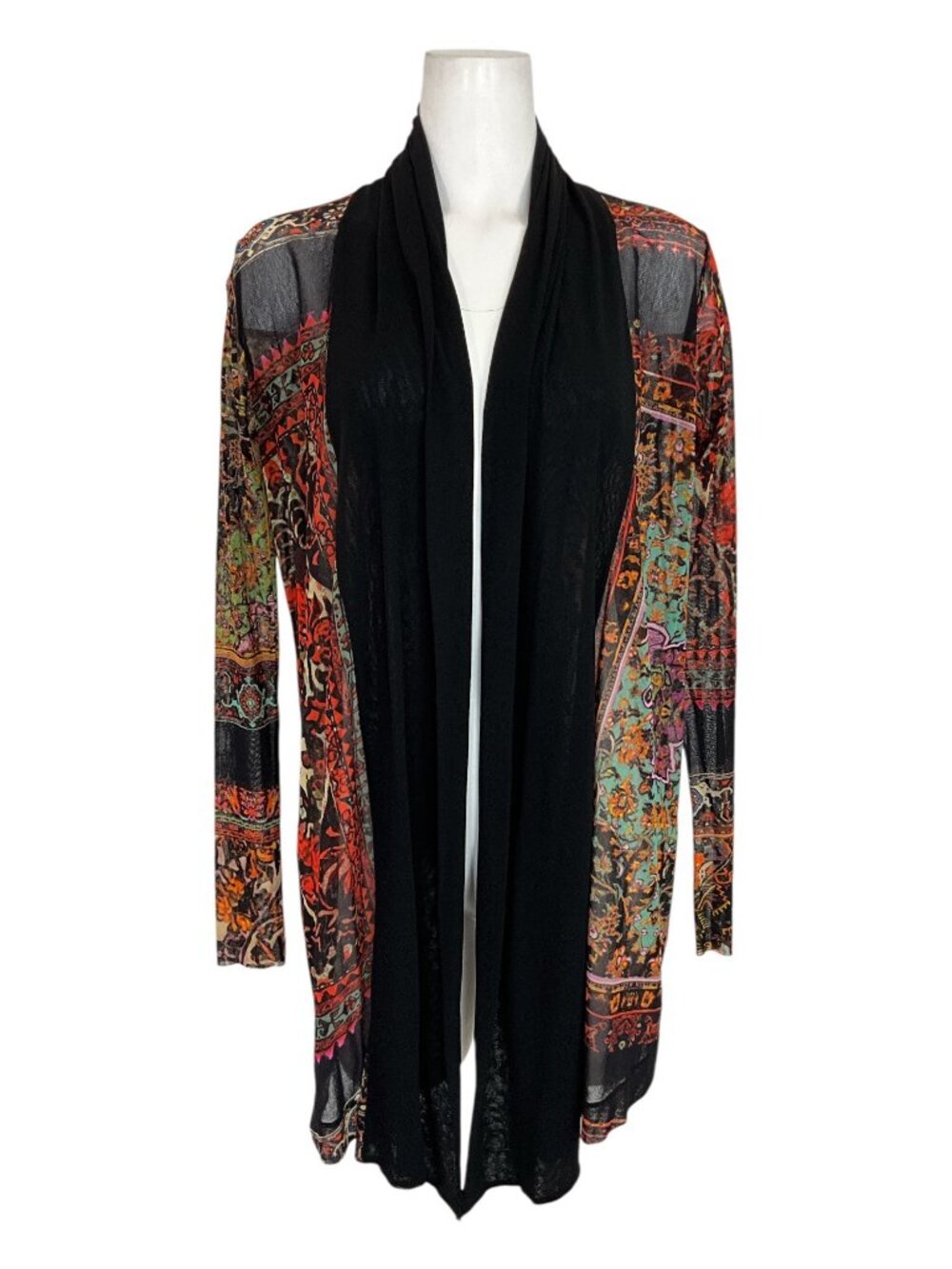 Fuzzi Sheer Cardigan Blouse XS Open Front